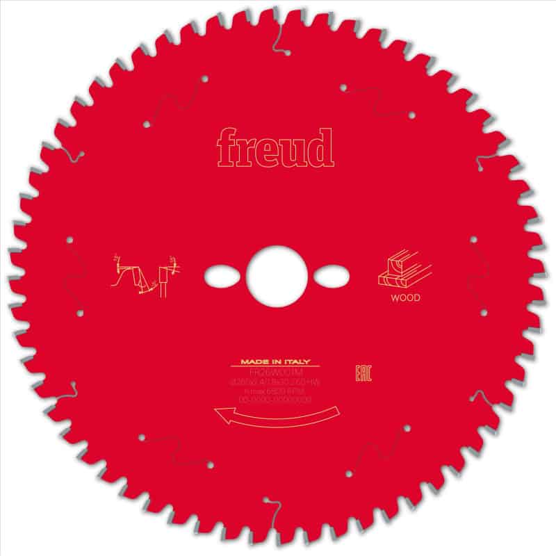 Lame bois Ø 260 mm - AL Ø 30 mm - 60 dents - E 2,4/1,8 mm - FREUD F03FS09760