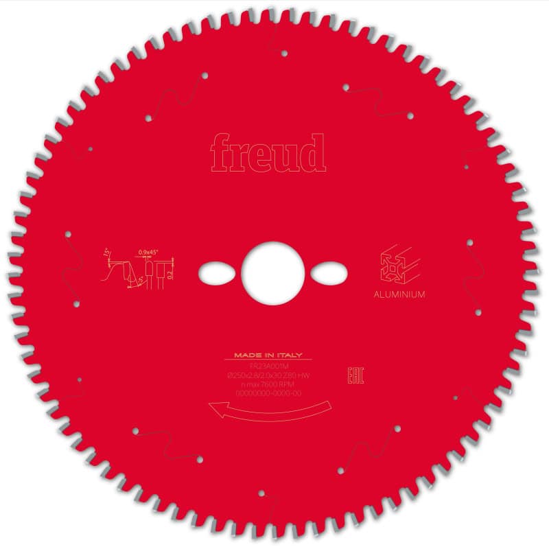 Lame alu / PVC Ø 250 mm - AL 30 mm - E 2,8/2 mm - 80 dents FREUD F03FS09822