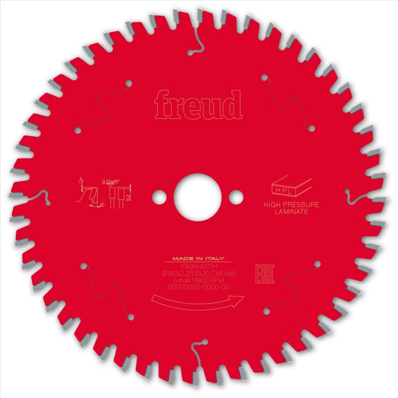 Lame HPL Ø 160 mm - AL 20 mm - E 2,2/1,6 mm - 48 dents FREUD F03FS09865
