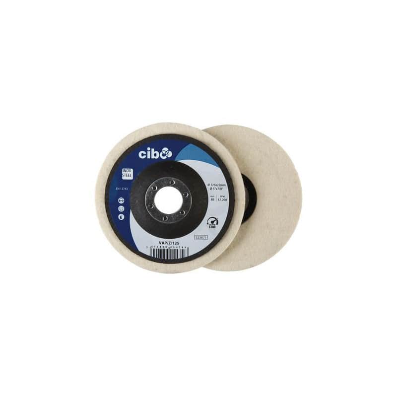 Disque en feutre ø 125 mm support plastique CIBO VAP/Z/125