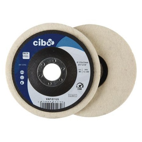 Disque en feutre Ø 125 mm support plastique CIBO VAP/Z/125