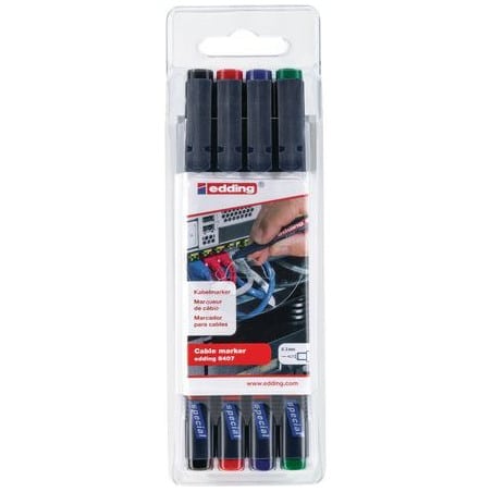 Pochette 4 marqueurs pour câble électrique EDDING