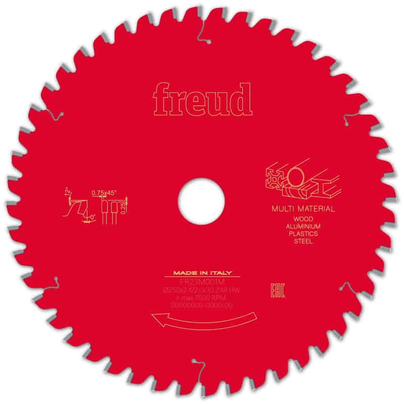 Lame multi-matériaux Ø 250 mm - AL 30 mm - E2,4/2 mm - 48 dents FREUD F03FS09888