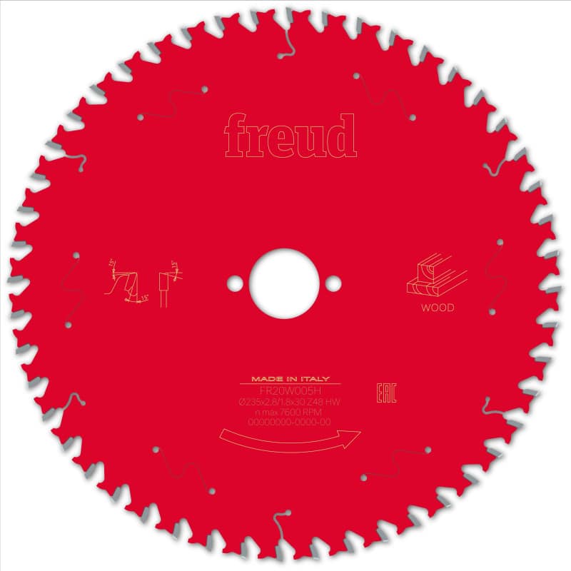 Lame bois Ø 235 mm - AL 30 - E2,8/1,8 mm - 48 dents FREUD F03FS09735