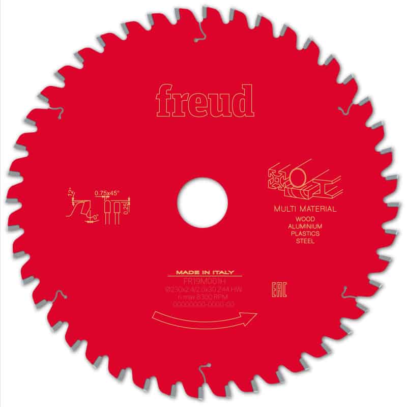 Lame multi-matériaux Ø 230 mm - AL 30 mm - E 2,4/2 mm - 44 dents FREUD F03FS10042