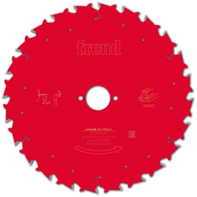 Lame bois Ø 230 mm - AL 30 mm - E 2,8/1,8 mm - 24 dents FREUD F03FS09728
