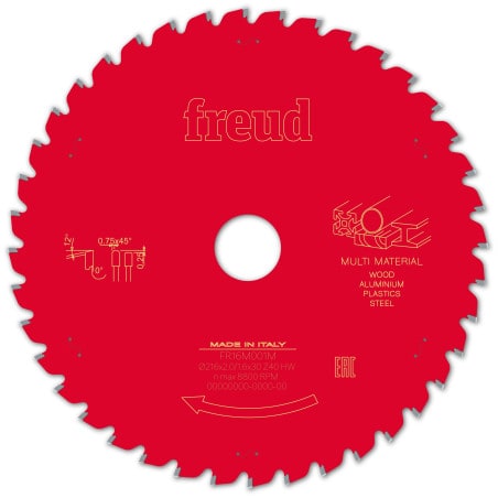Lame multi-matériaux Ø 216 mm - AL 30 mm - E 2/1,6 mm - 40 dents FREUD F03FS09887