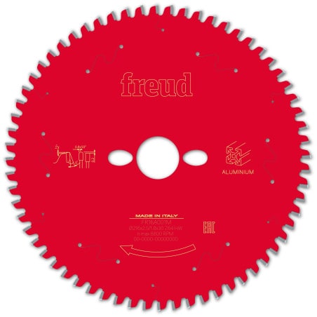 Lame alu / PVC Ø 216 mm - AL 30 mm - E 2,5/1,8 mm - 64 dents FREUD F03FS09821