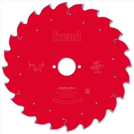 Lame bois Ø 216 mm - AL 30 mm - E 2,4/1,8 mm - 24 dents FREUD F03FS09748