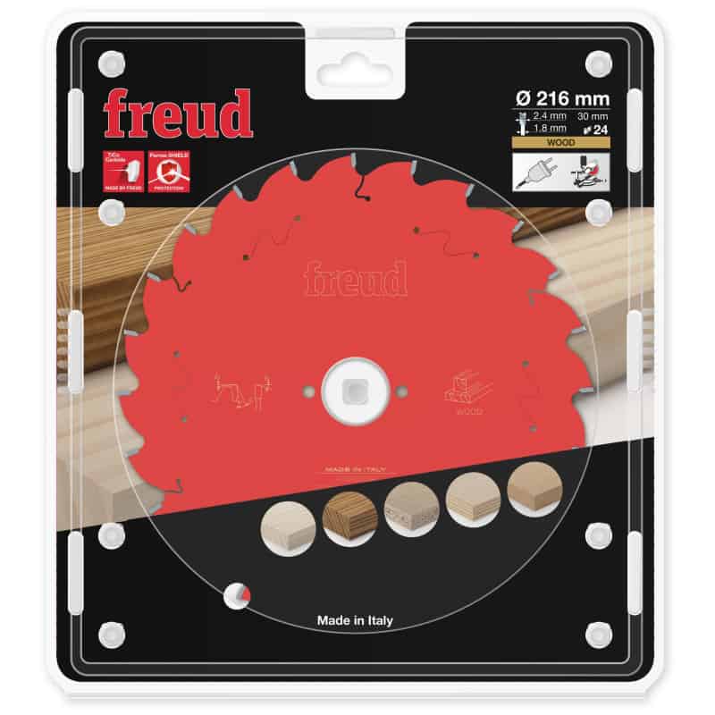 Lame bois Ø 216 mm - AL 30 mm - E 2,4/1,8 mm - 24 dents FREUD F03FS09748