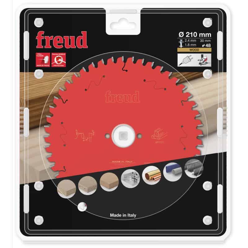 Lame bois Ø 210 mm - AL 30 mm - E 2,4/1,8 mm - 48 dents FREUD F03FS09747