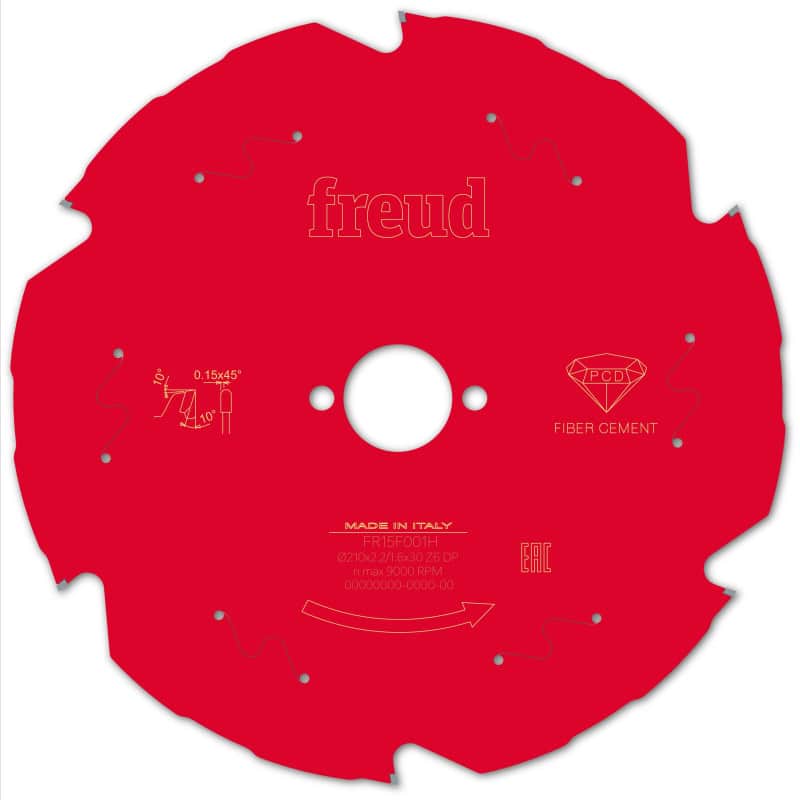 Lame fibrociment Ø 210 mm - AL 30 mm - E 2,2/1,6 mm - 6 dents FREUD F03FS09843
