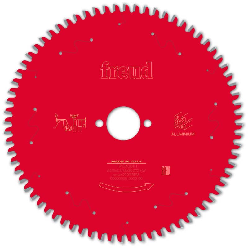 Lame alu / PVC Ø 210 mm - AL 30 mm - E 2,3/1,8 mm - 72 dents FREUD F03FS09817