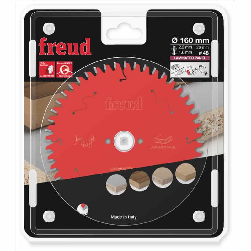 Lame panneaux mélaminés Ø 160 mm - AL 20 mm - E 2,2/1,6 mm - 48 dents FREUD F03FS09798