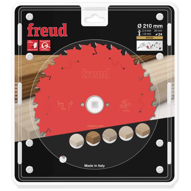 Lame bois Ø 210 mm - AL 30 mm - E 2,4/1,8 mm - 24 dents FREUD F03FS09725