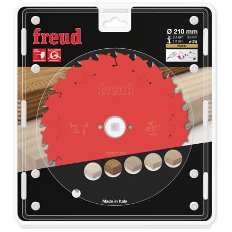 Lame bois Ø 210 mm - AL 30 mm - E 2,4/1,8 mm - 24 dents FREUD F03FS09725