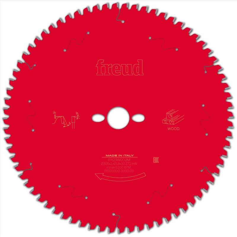 Lame bois Ø 305 mm - AL 30 mm - E 2,4/1,8 mm - 72 dents FREUD F03FS09763