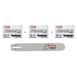 Lot 3 chaines pour tronçonneuse + 1 guide 30 cm ATDV P3-ESAW-25F