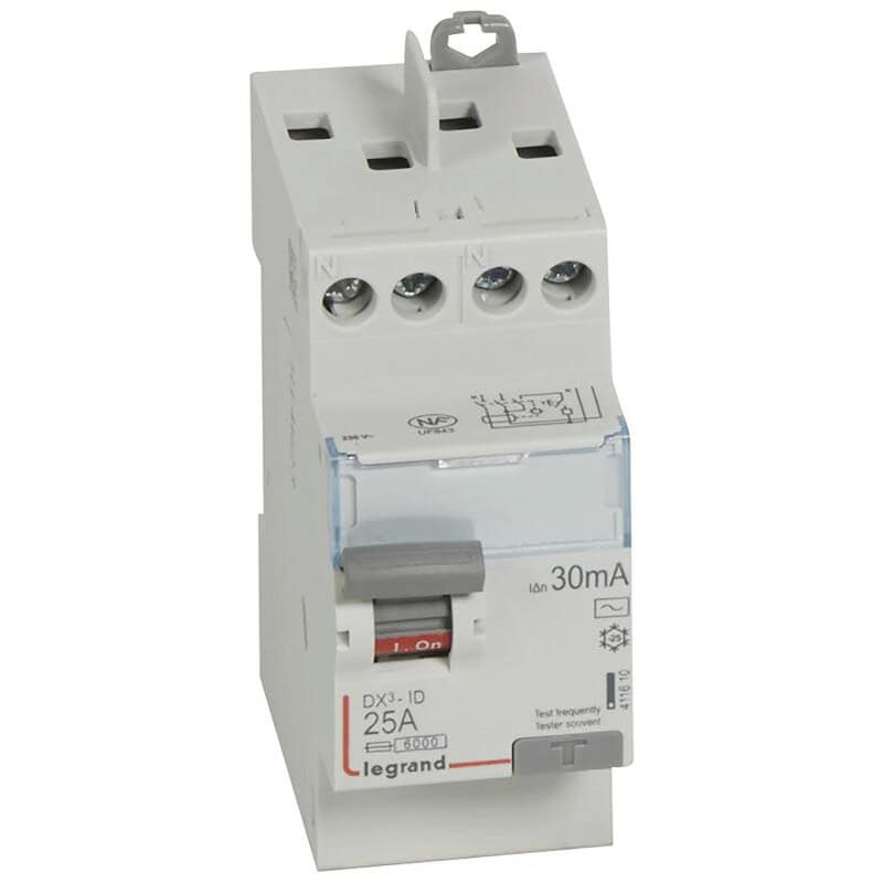 Interrupteur différentiel DX3 type AC - 25A - 2 modules - bornes à vis LEGRAND 4 116 10