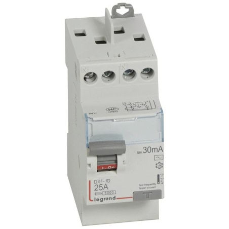 Interrupteur différentiel DX3 type AC - 25A - 2 modules - bornes à vis LEGRAND 4 116 10