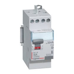 Interrupteur différentiel DX3 type AC - 40A - 2 modules - bornes à vis LEGRAND 4 116 11