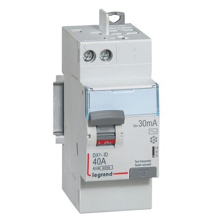 Interrupteur différentiel DX3 type AC - 40A - 2 modules - bornes automatique / vis LEGRAND 4 116 32