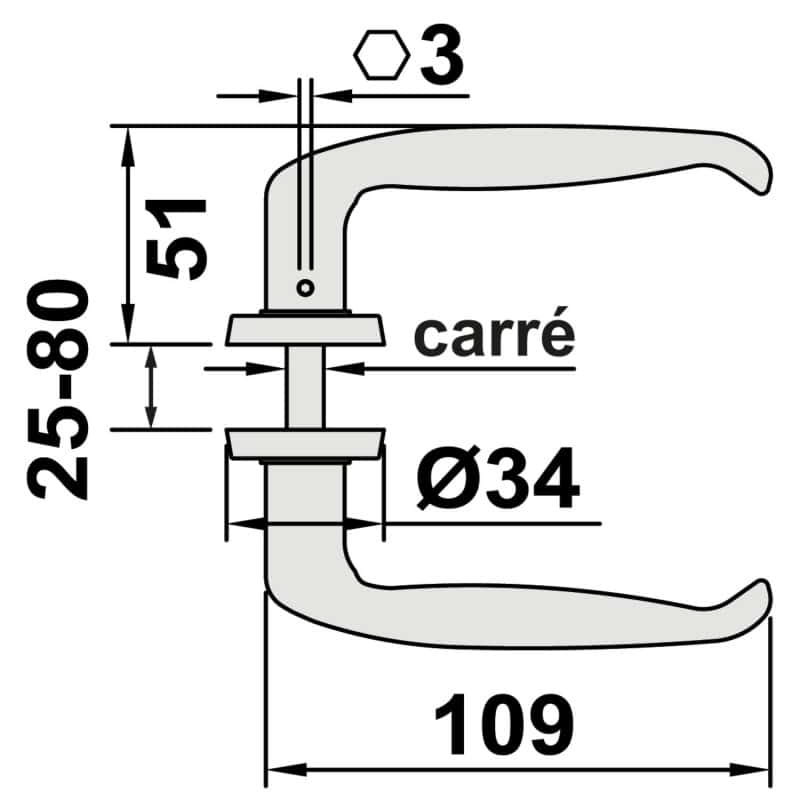 Béquille double zamak - Noir RAL 9005 - COMUNELLO