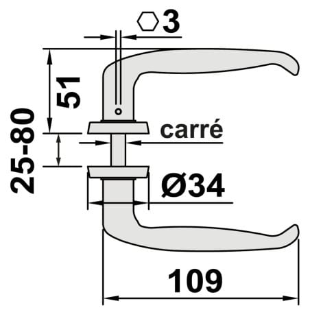 Béquille double zamak - Noir RAL 9005 - COMUNELLO