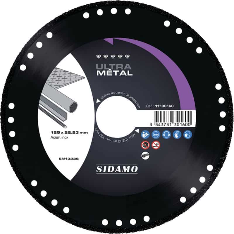 Disque diamant Ø 125 mm ULTRA METAL - matériau composite, fibre de carbone, acier SIDAMO 11130160
