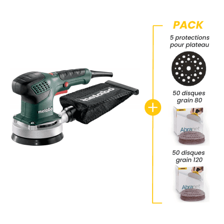 Pack ponceuse METABO + protection de plateau + 100 Abranet MIRKA