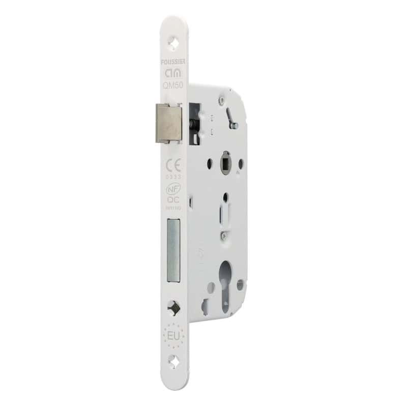 Serrure axe 50 mm NF QC  Têtière blanche