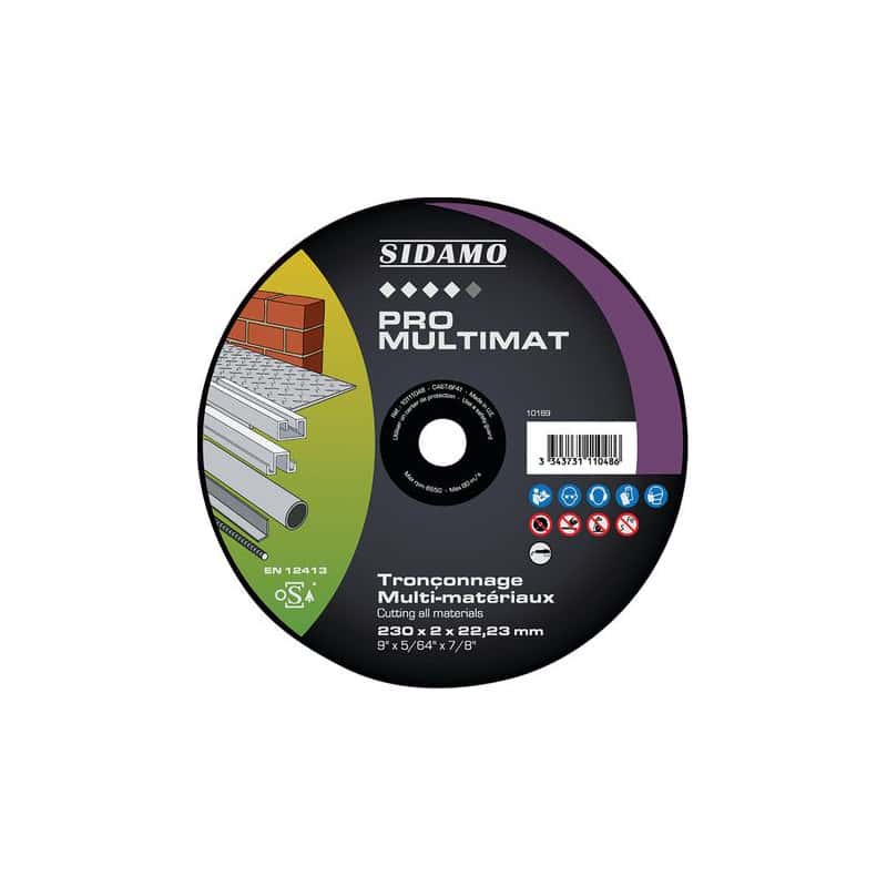 Disque à tronçonner Ø230 mm PRO MULTIMAT multi matériaux SIDAMO 10111048