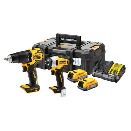 Pack perceuse visseuse à percussion + visseuse à chocs 18V 1,7Ah POWERSTACK DEWALT DCK2062E2T-QW