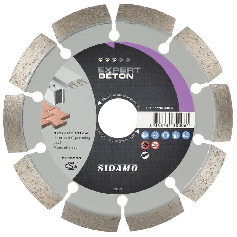 Lot de 10 disques diamant EXPERT BÉTON Ø125 mm SIDAMO 11130006
