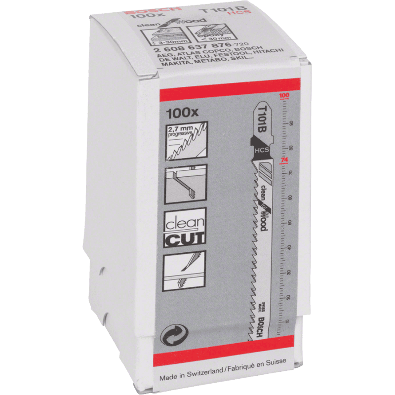 Lame de scie sauteuse T 101 B x100 BOSCH 2608637876