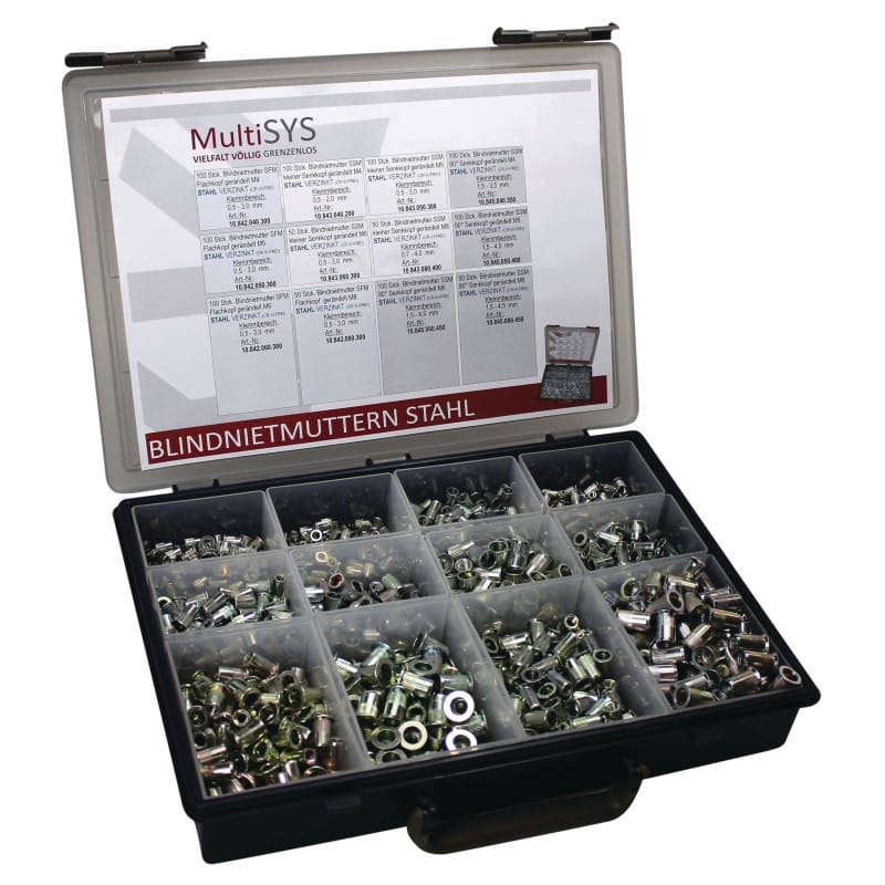 Coffret écrous à sertir en aveugle crantés acier HONSEL