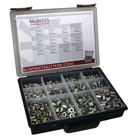 Coffret écrous à sertir en aveugle crantés acier HONSEL