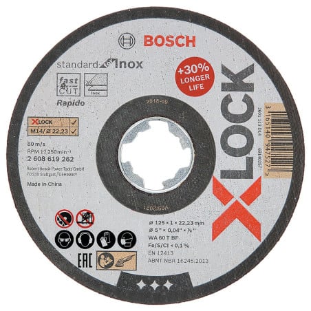 Disque à tronçonner Standard for Inox Ø125 mm X-LOCK BOSCH