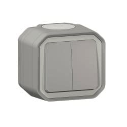 Interrupteur double va-et-vient complet saillie anthracite PLEXO LEGRAND 069715L