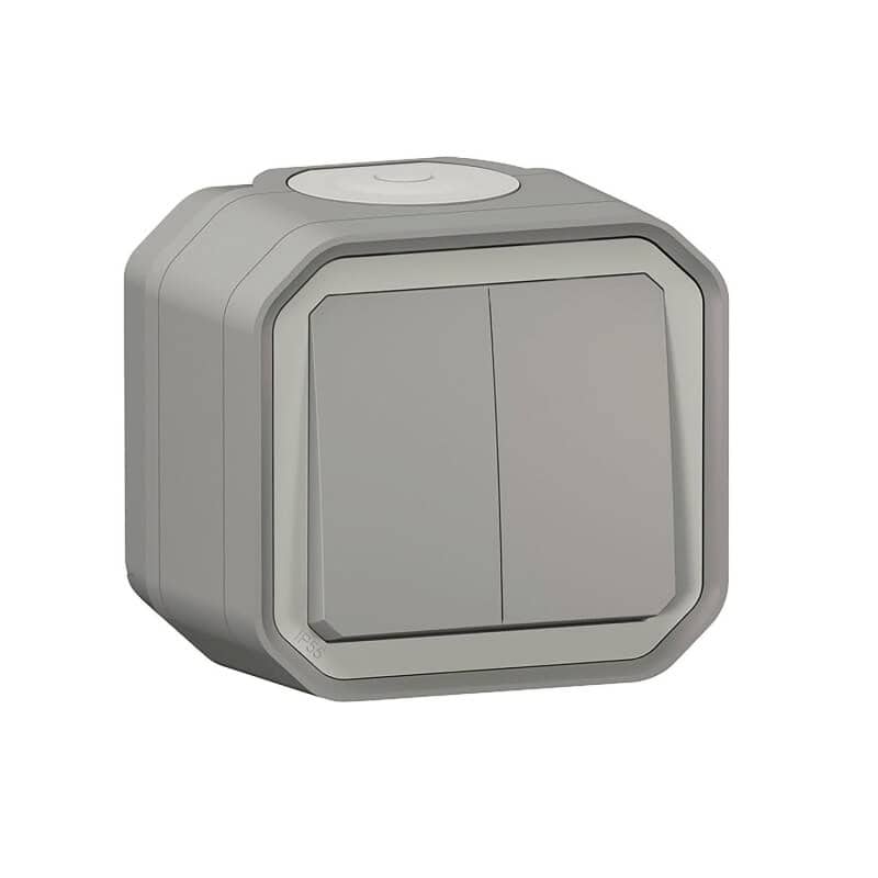 Interrupteur double va-et-vient complet saillie anthracite PLEXO LEGRAND 069715L