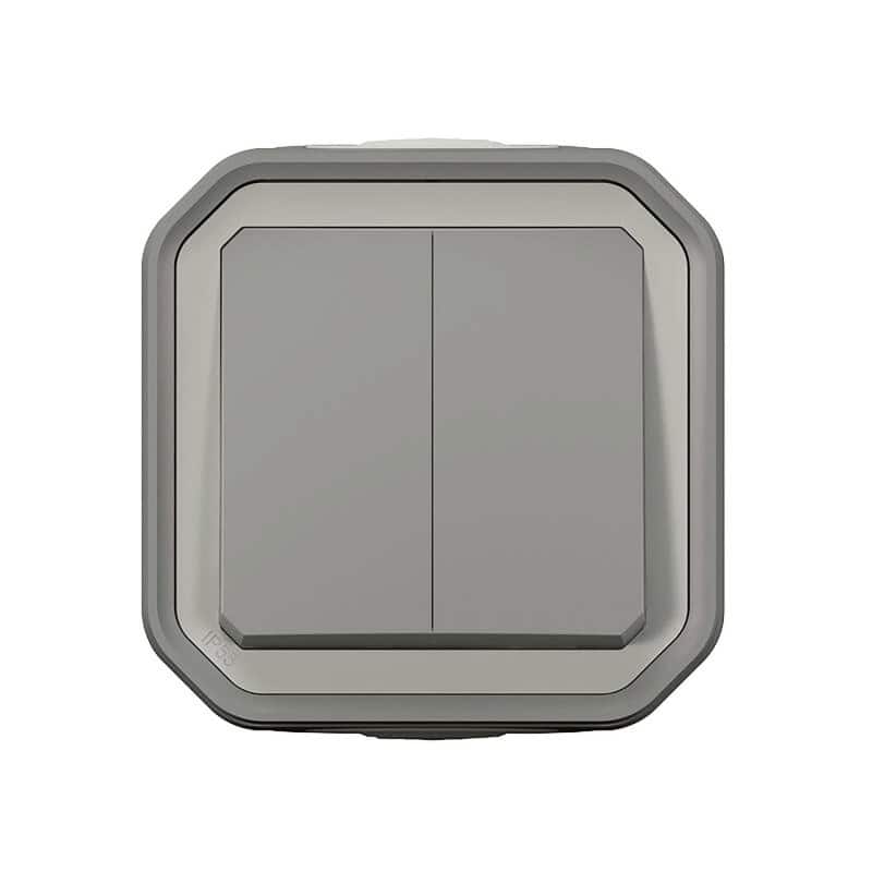 Interrupteur double va-et-vient complet saillie anthracite PLEXO LEGRAND 069715L