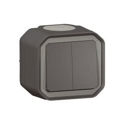 Interrupteur double va-et-vient complet saillie anthracite PLEXO LEGRAND 069775L