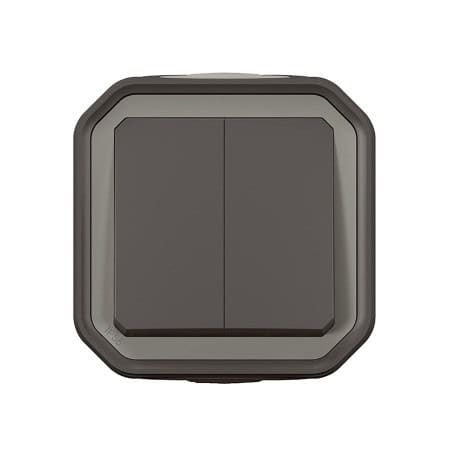 Interrupteur double va-et-vient complet saillie anthracite PLEXO LEGRAND 069775L