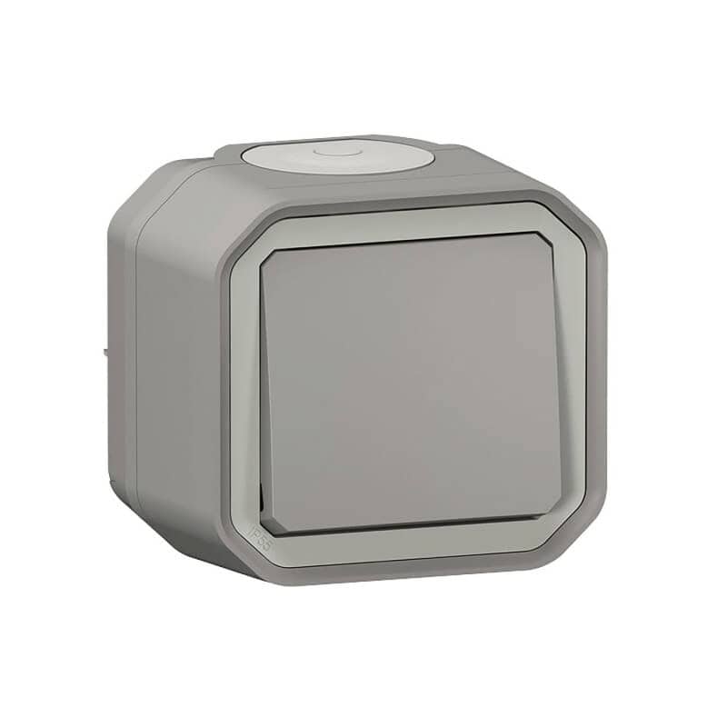 Interrupteur poussoir simple complet saillie PLEXO LEGRAND 069711L