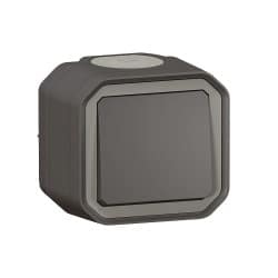 Interrupteur poussoir simple anthracite complet saillie PLEXO LEGRAND 069790L