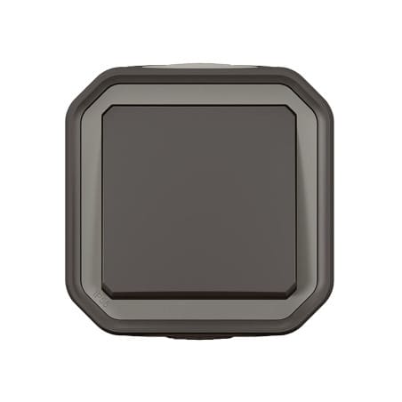 Interrupteur poussoir simple anthracite complet saillie PLEXO LEGRAND 069790L