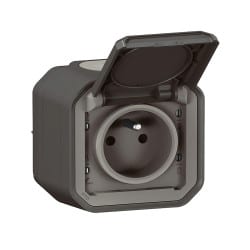 Prise de courant complète saille gris anthracite PLEXO LEGRAND 069731L