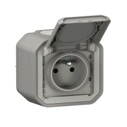 Prise de courant complète saille grise PLEXO LEGRAND 069731L