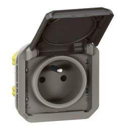 Prise de courant complète saille gris anthracite PLEXO LEGRAND 069891L