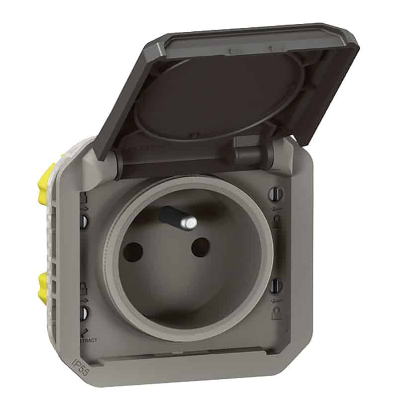 Prise de courant complète saille gris anthracite PLEXO LEGRAND 069891L